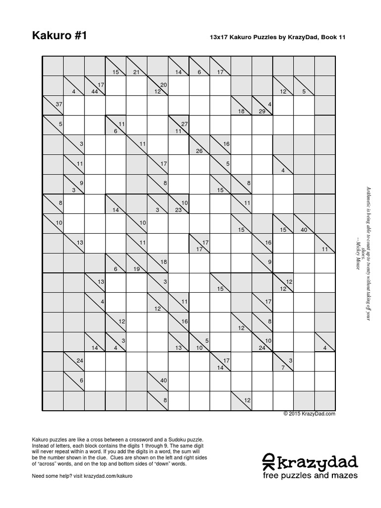 Kakuro - volume 1 - 11-20 pdf | pdf | crossword | games of mental skill