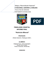 Informe Final Fisiología Vegetal. Tema: Nutrición Mineral