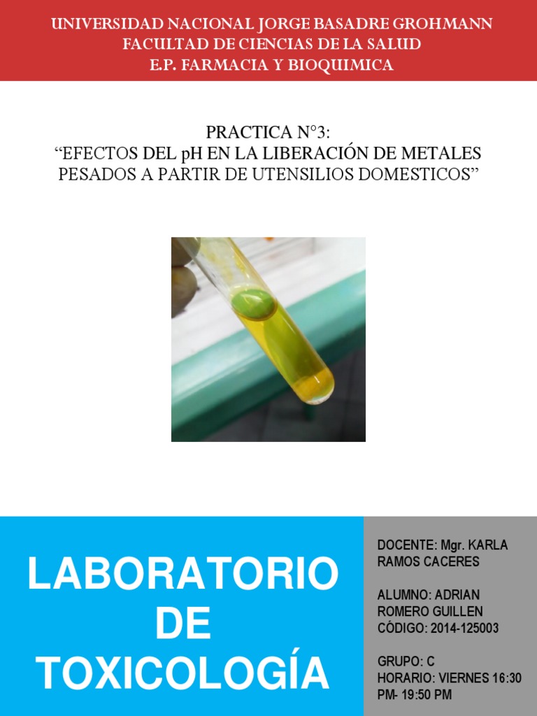 PRACTICA N°3 EFECTOS DEL PH Adrian Romero 2014-125003 | PDF | Mercurio ...