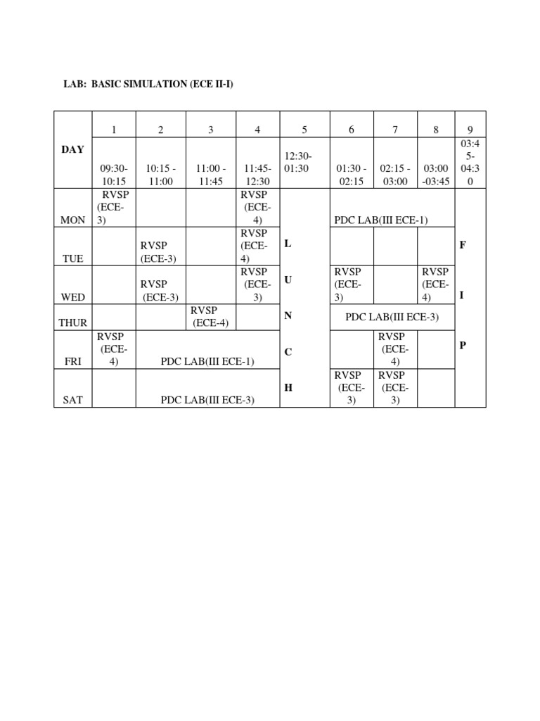 ECE II-I Basic Simulation Lab Schedule | PDF | Teaching Methods ...