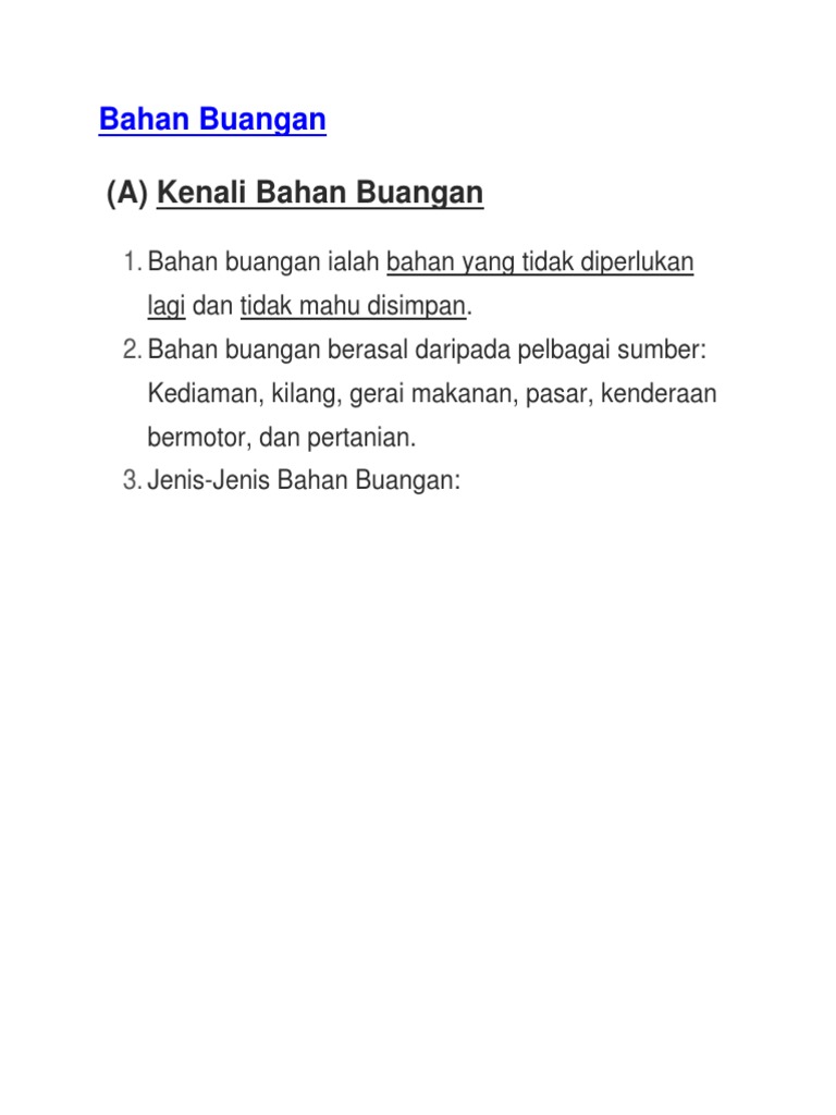 Nota Sains Tahun 6 Unit 9 Bahan Buangan Pdf