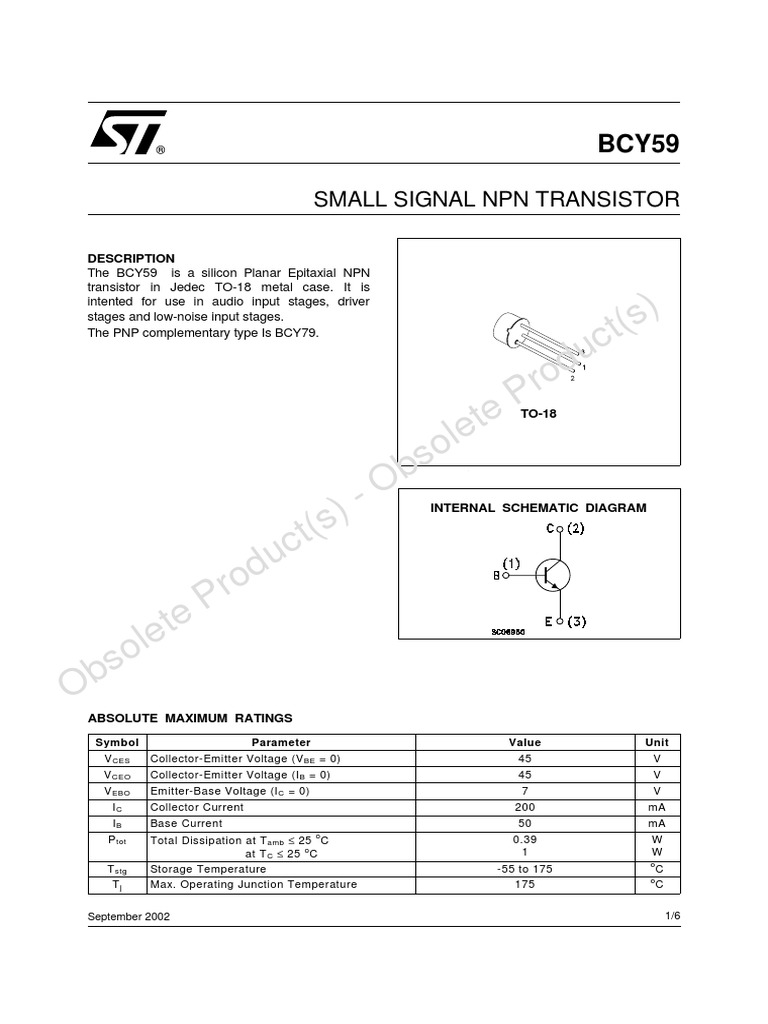 Obsolete Product(s) - Obsolete Product(s) : Small Signal NPN Transistor ...