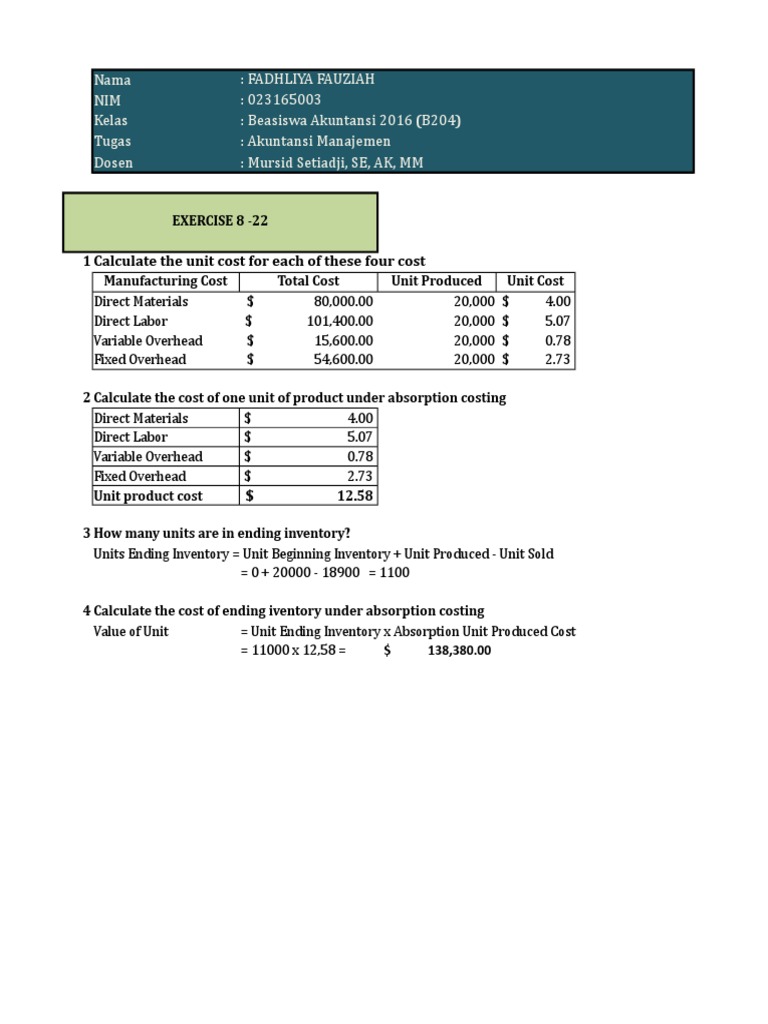Tugas Akmen Fadhliya Fauziah Ch 8 Gross Margin Cost Of Goods Sold