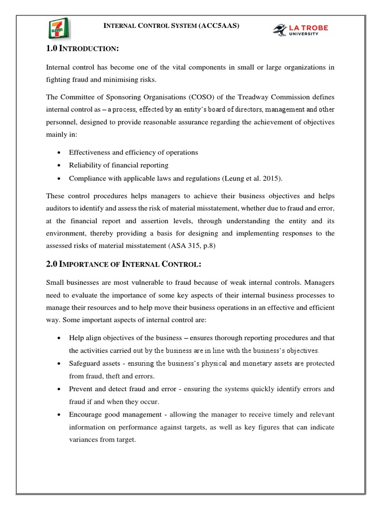 7-Eleven Internal Control Overview | PDF | Internal Control | Accounts ...