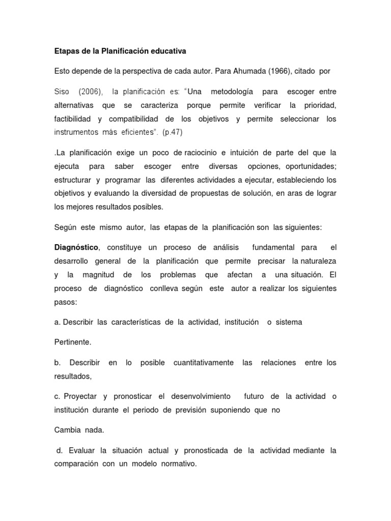 Etapas de La Planificación Educativa | Descargar gratis PDF ...