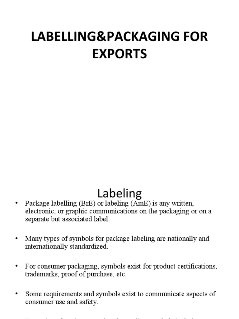 Packaging and Labelling PDF Packaging And Labeling
