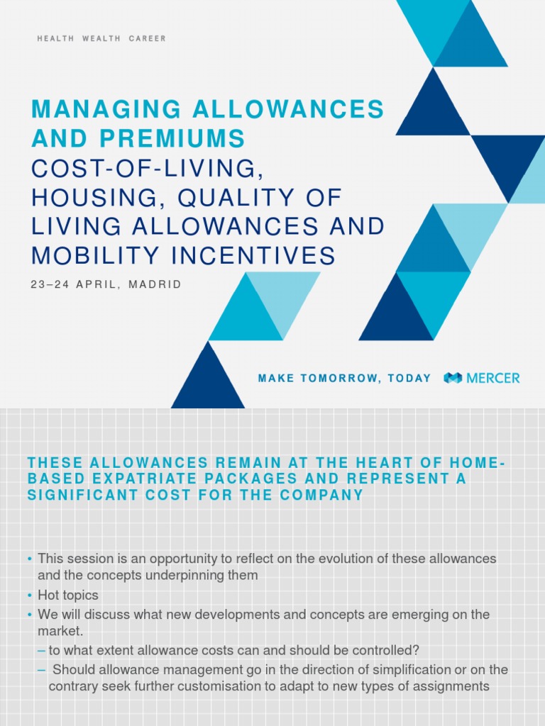 Managing Allowances Premiums PDF Cost Of Living Taxes
