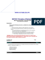 Principles of Marketing - MGT301 Fall 2004 Mid Term Paper
