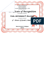 Certificate of Recognition: Carl Jefferson P. Salcedo