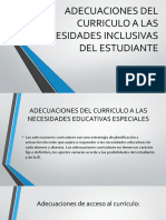 Adecuaciones Del Curriculo a Las Necesidades Inclusivas