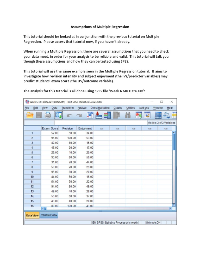 Assumptions Of Multiple Regression Analysis