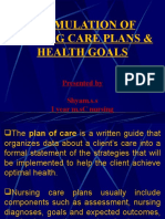 Formulation of Nursing Care Plans &amp Health Goals