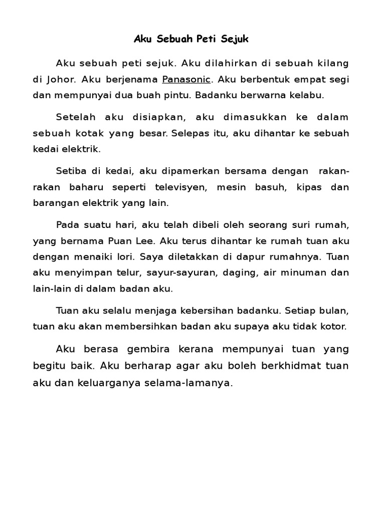Aku Sebuah Peti Sejuk Pdf