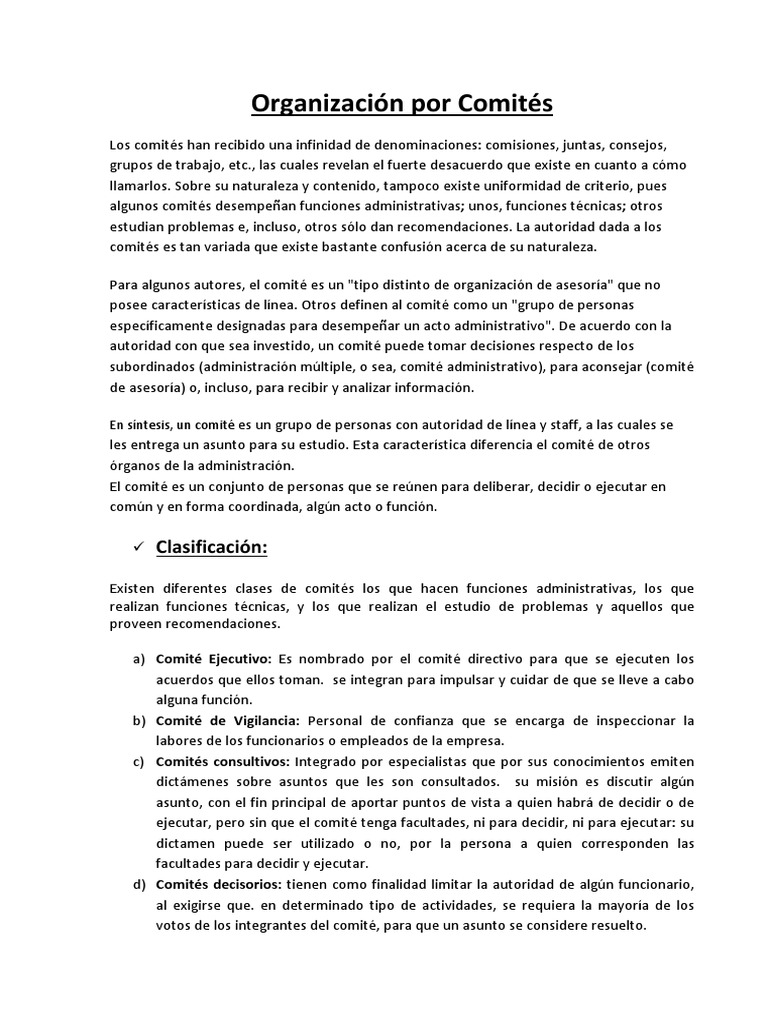 Estructura y Funciones de Comités | PDF | Toma de decisiones