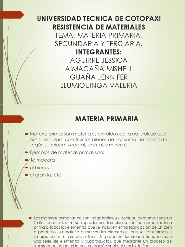 Para Que Nos Sirve La Materia Prima Material Colección