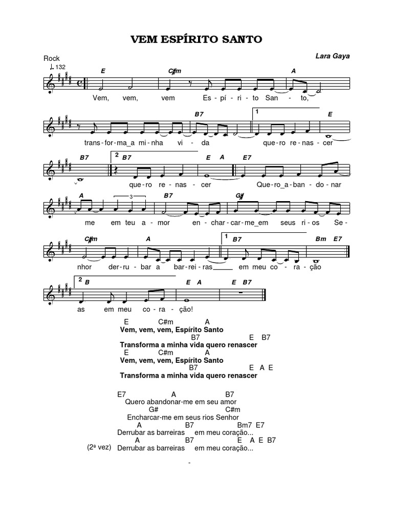 Partitura Vem Vem Vem Espírito Santo | PDF