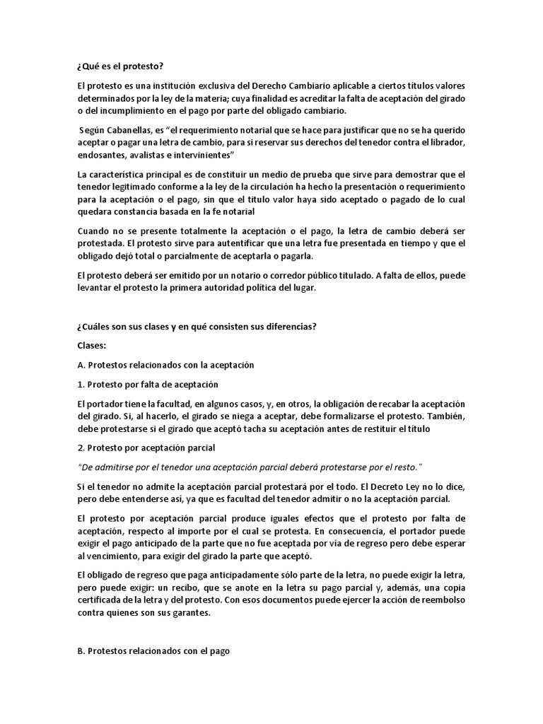 Tipos y significado del protesto cambiario | PDF | Pagaré | Gobierno