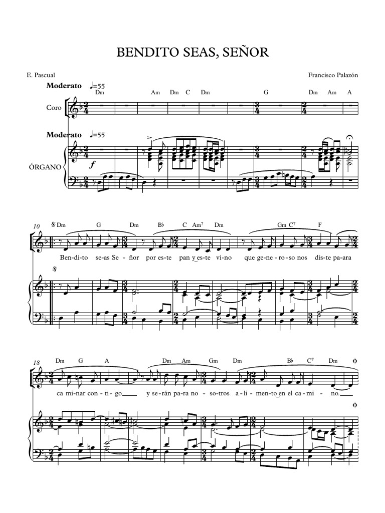 BENDITO SEAS, SEÑOR Partitura Completa PDF Grafemas Comunicación oral