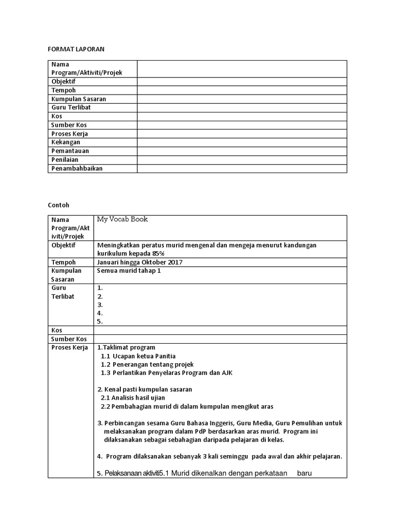 Format Laporan Program Sekolah | PDF | Seni