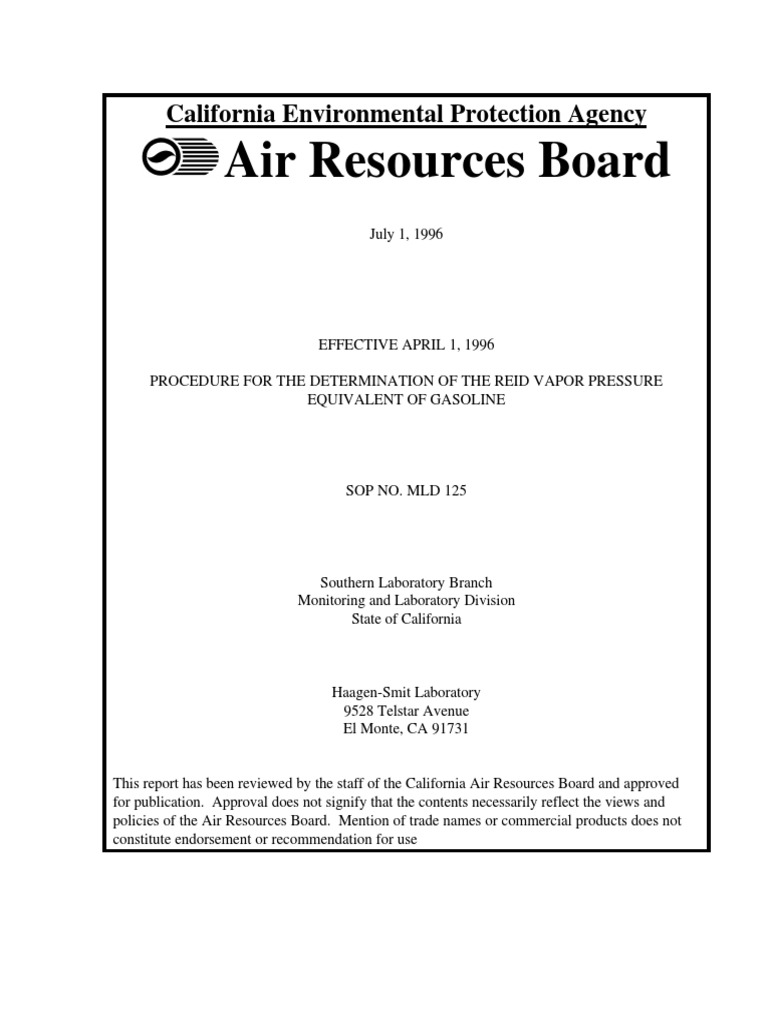 Air Resources Board: California Environmental Protection Agency | PDF ...