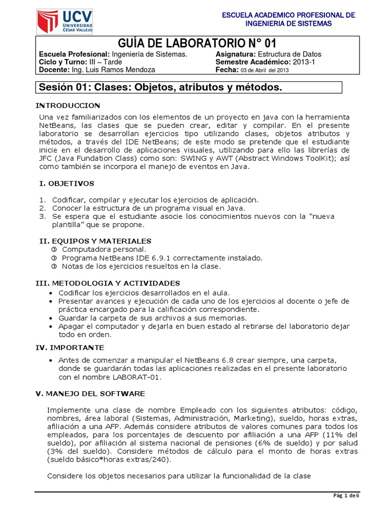 Clases y Métodos en Java con NetBeans | PDF | Java (lenguaje de ...