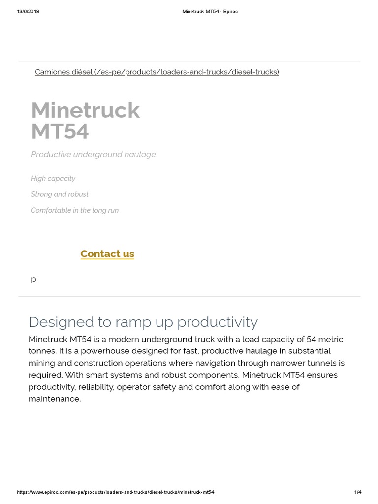 Minetruck MT54 - Epiroc | PDF | Business