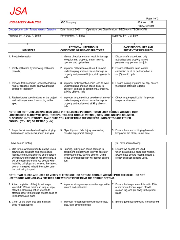 JSA Torque Wrench PDF