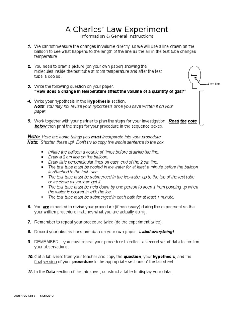 Charles Law Lab Pdf Balloon Experiment