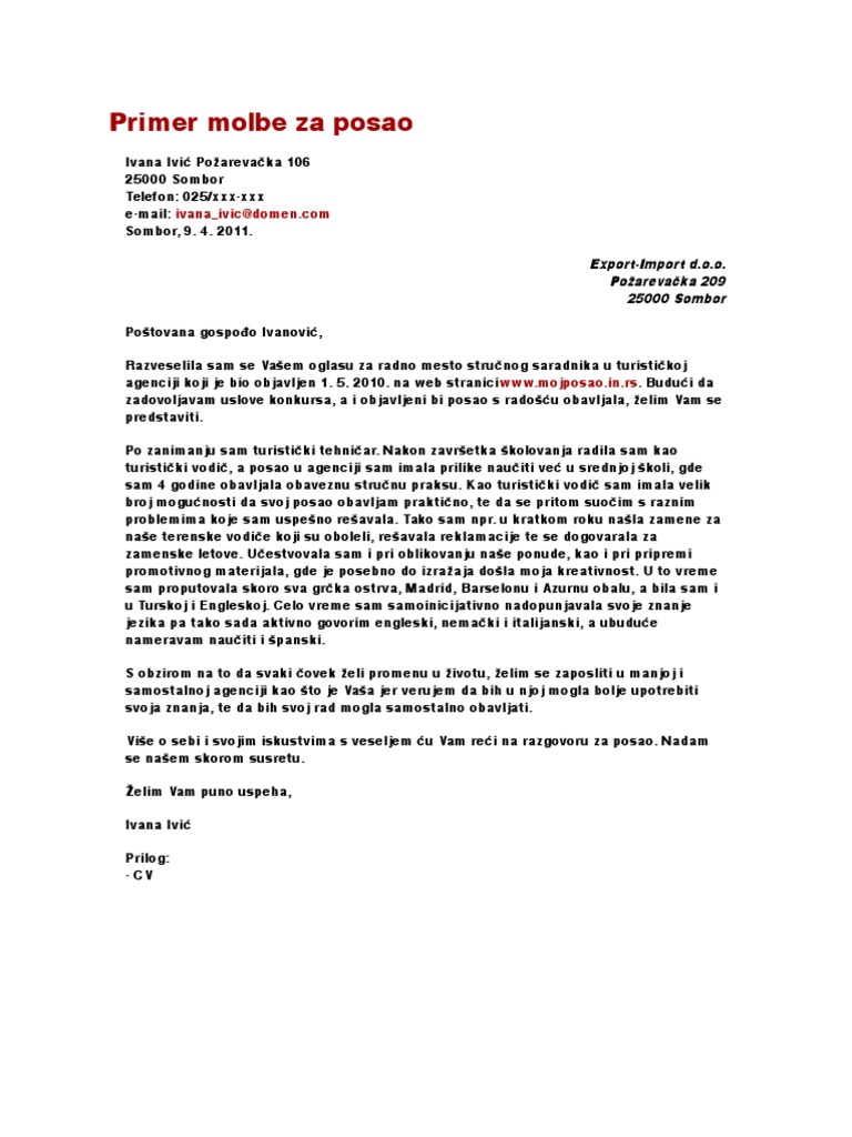 Primer Molbe | PDF