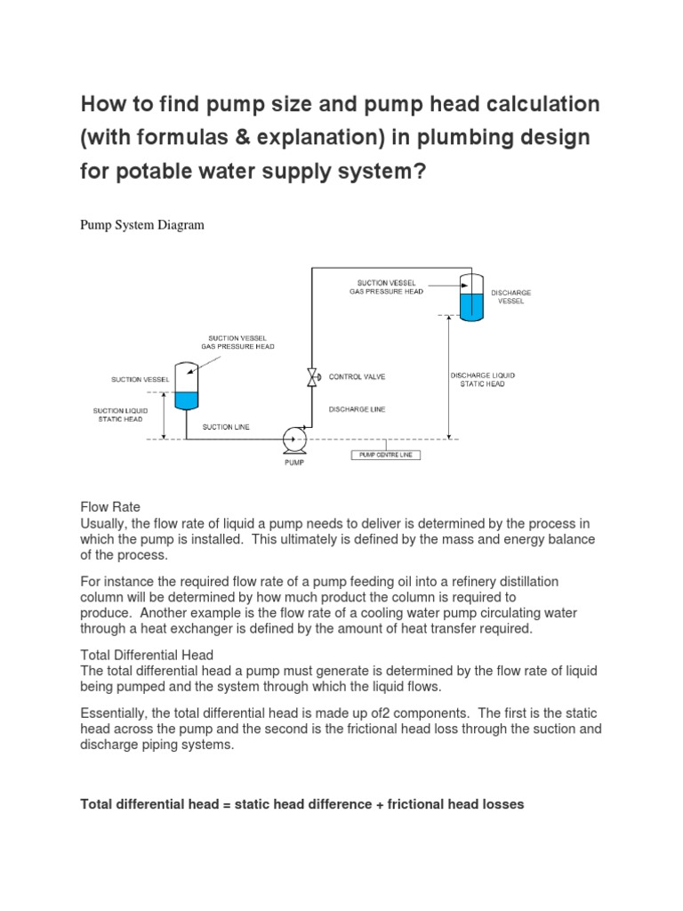How To Find Pump Size and Pump Head Calculation PDF Pump Pressure