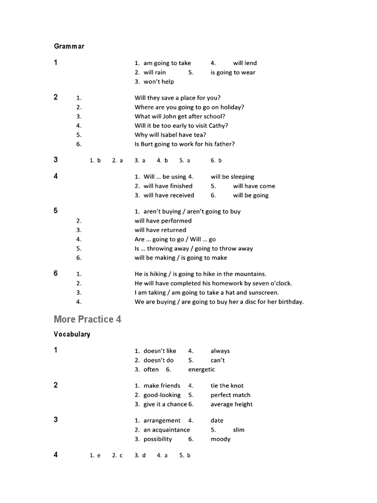 Unit 4 Key | PDF | Language Arts & Discipline