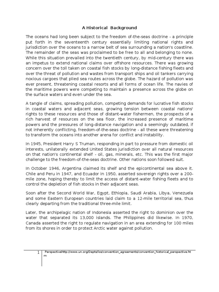 A Background History of UNCLOS PDF Continental Shelf Territorial Waters