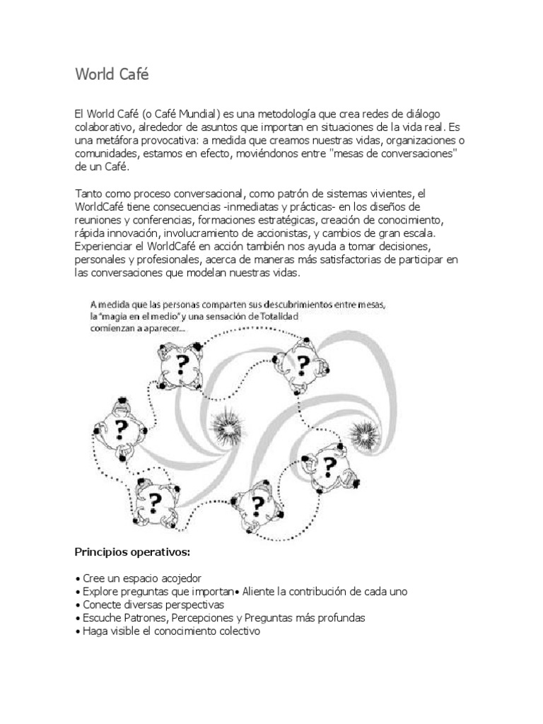 Metodología World Café: Diálogo Colaborativo | PDF | Liderazgo | café