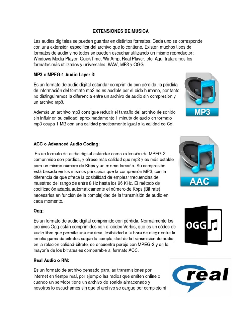Extensiones de Musica, Extensiones de Video y de Documentos | PDF ...