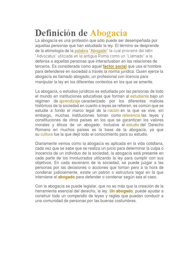 Definición y Concepto de Abogacía | PDF | Moralidad | La Ley natural