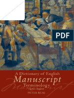 Beal a Dictionary of English Manuscript Terminology 1450 to 2000 2008