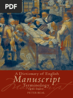 Beal a Dictionary of English Manuscript Terminology 1450 to 2000 2008