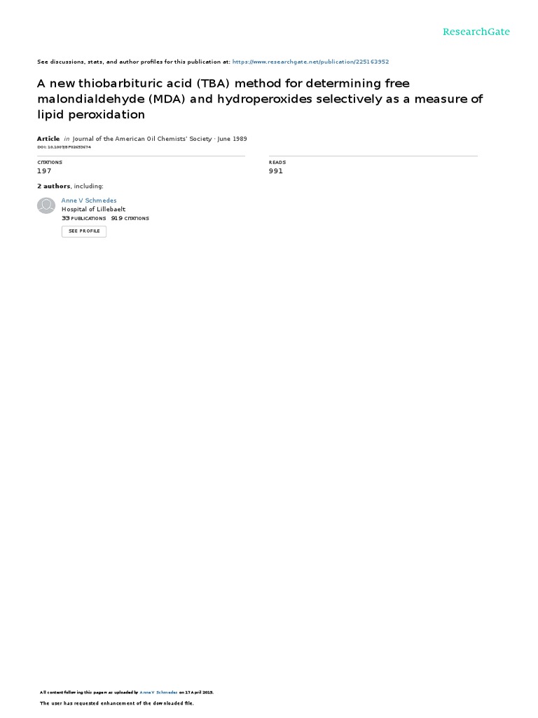 New TBA Method for Lipid Peroxidation | PDF