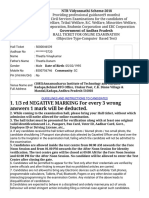 1/3 RD NEGATIVE MARKING For Every 3 Wrong Answers 1 Mark Will Be Deducted