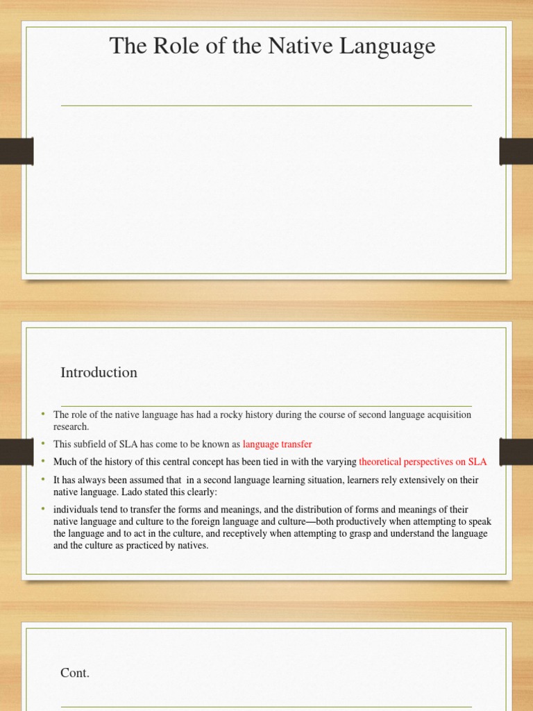 Native Language's Role in SLA | PDF | Second Language Acquisition ...