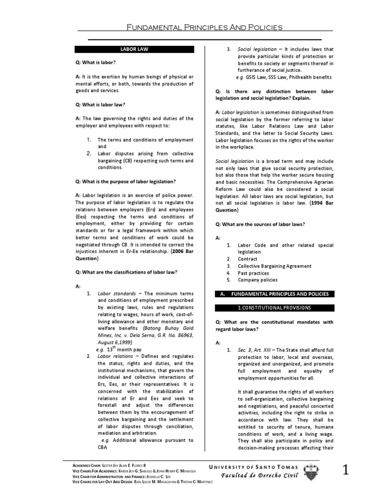 UST Golden Notes 2011 Labor Standards PDF | PDF
