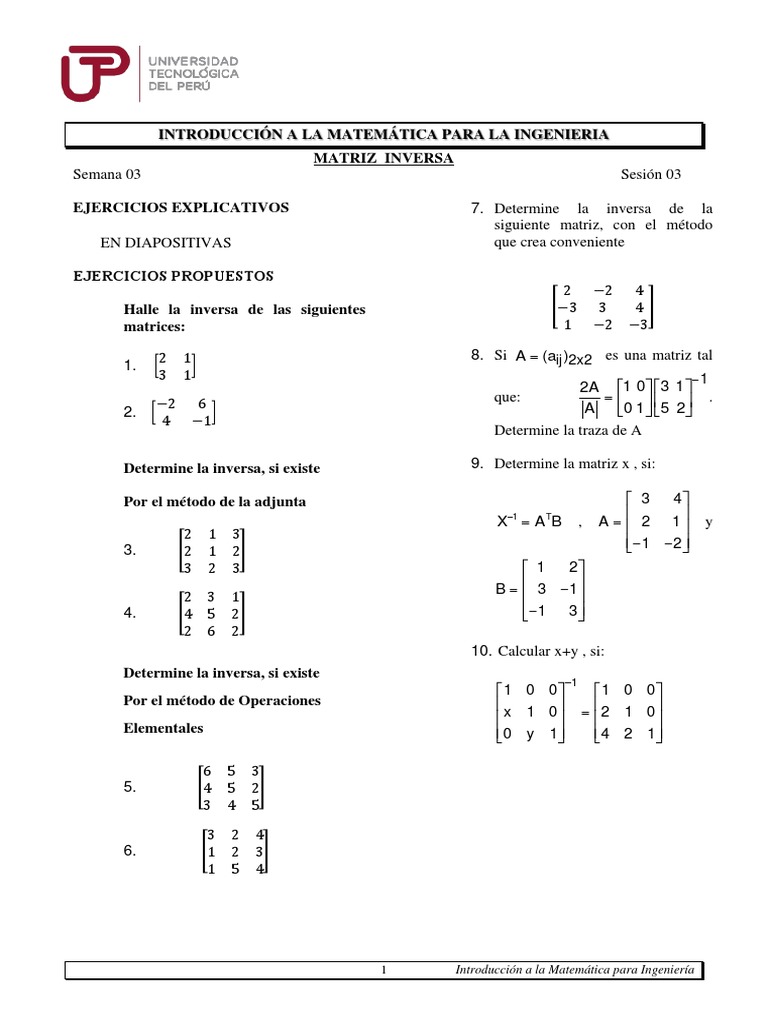 Inversa de Matrices en Ingeniería | PDF | Matriz (Matemáticas) | Álgebra
