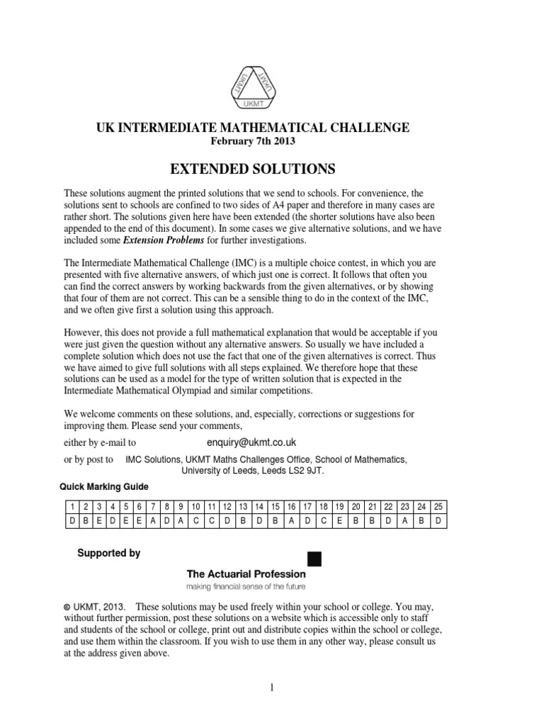 Extended Solutions for IMC 2013 | PDF | Area | Triangle