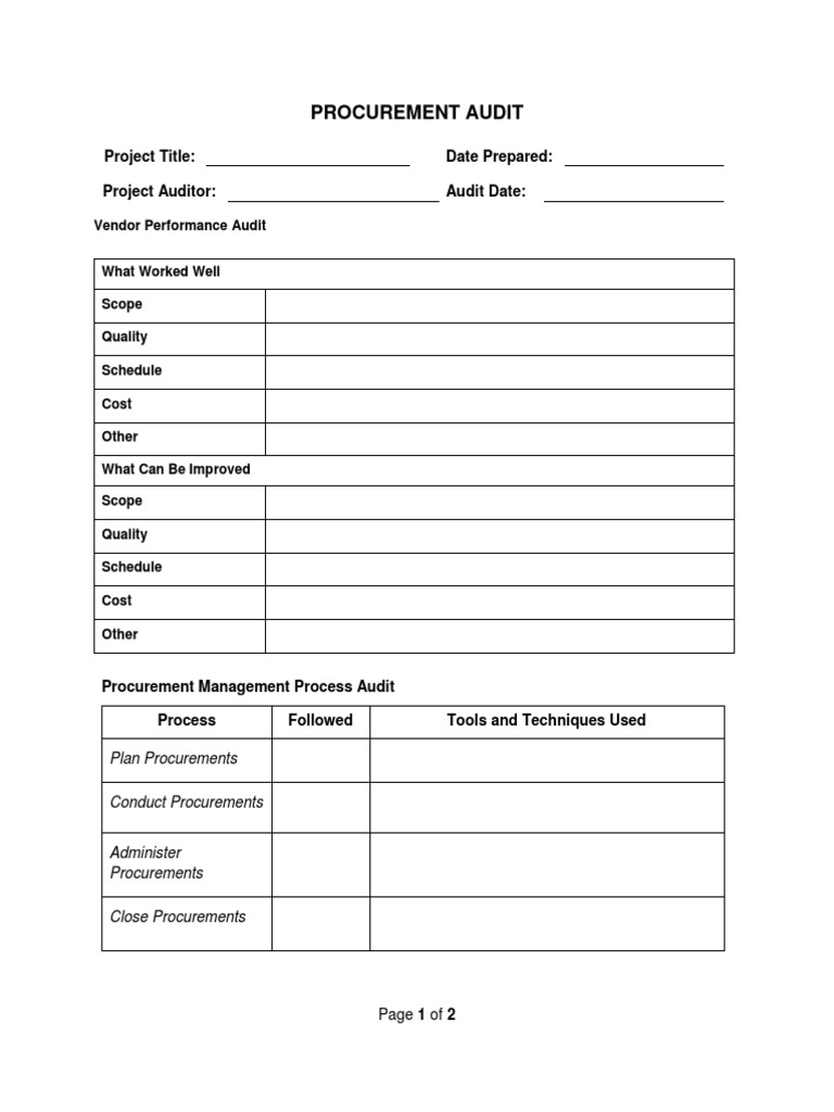 Procurement Audit: Vendor Performance Review | PDF | Business