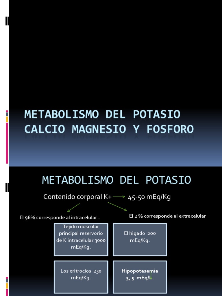 Metabolismo del Potasio y Minerales | PDF | Calcio | Potasio