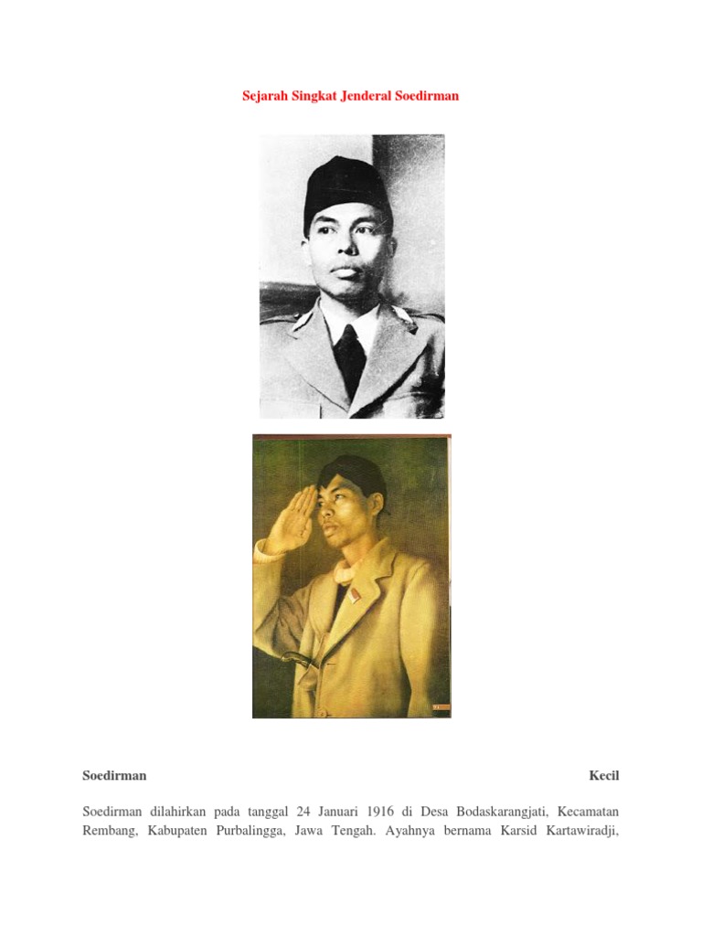 Sejarah Singkat Jenderal Soedirman