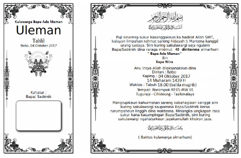 Uleman Tahlil 40 Dinten Ku Basa Sunda