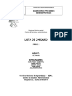 Lista de Chequeo: Diagnóstico Procesos Administrativos