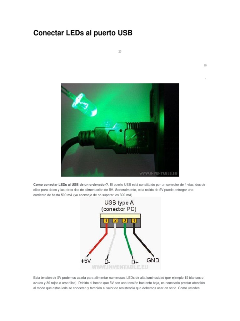 Conectar LEDs Al Puerto USB | PDF | Diodo emisor de luz | Resistencia ...