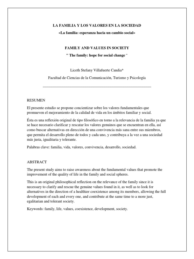 Valores Fundamentales en la Familia | PDF | Familia | Subjetividad
